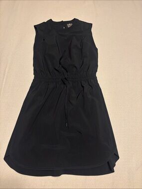 Sleeveless Black Drawstring Waist Mini Dress